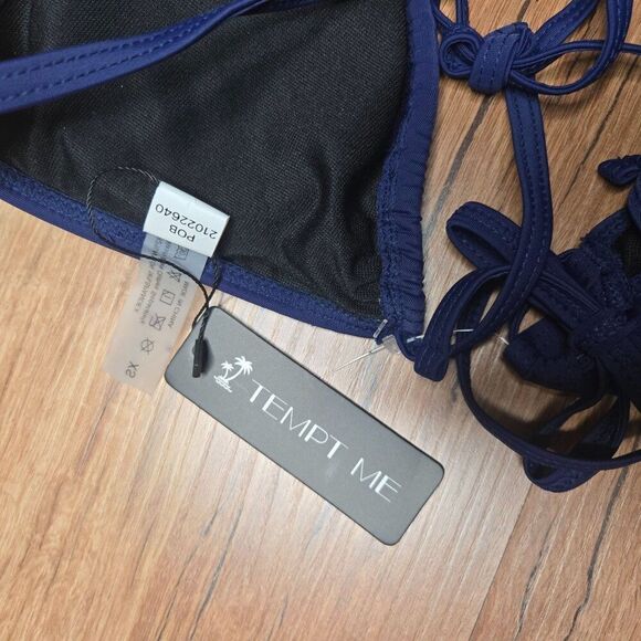 New Tempt Me Womens Navy Blue Triangle Bikini Womens XS - Picture 4 of 4